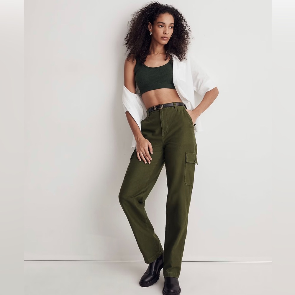 Madewell Baggy Wide Leg Green Cargo Pants (size 28)